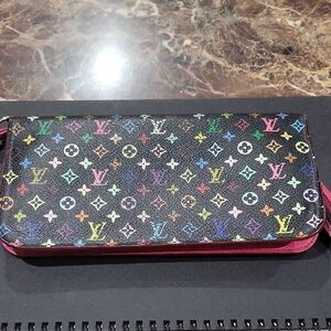 Louis Vuitton Black Multicolor Murakami Zippy Wallet
